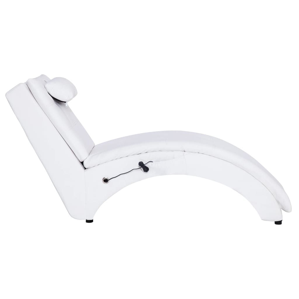 vidaXL Massage Chaise Longue met Kussen - Wit - 55% Korting!