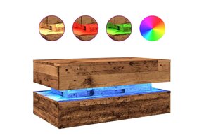 vidaXL Salontafel met LED: 90x50x40cm Oud Hout - 47% Korting!