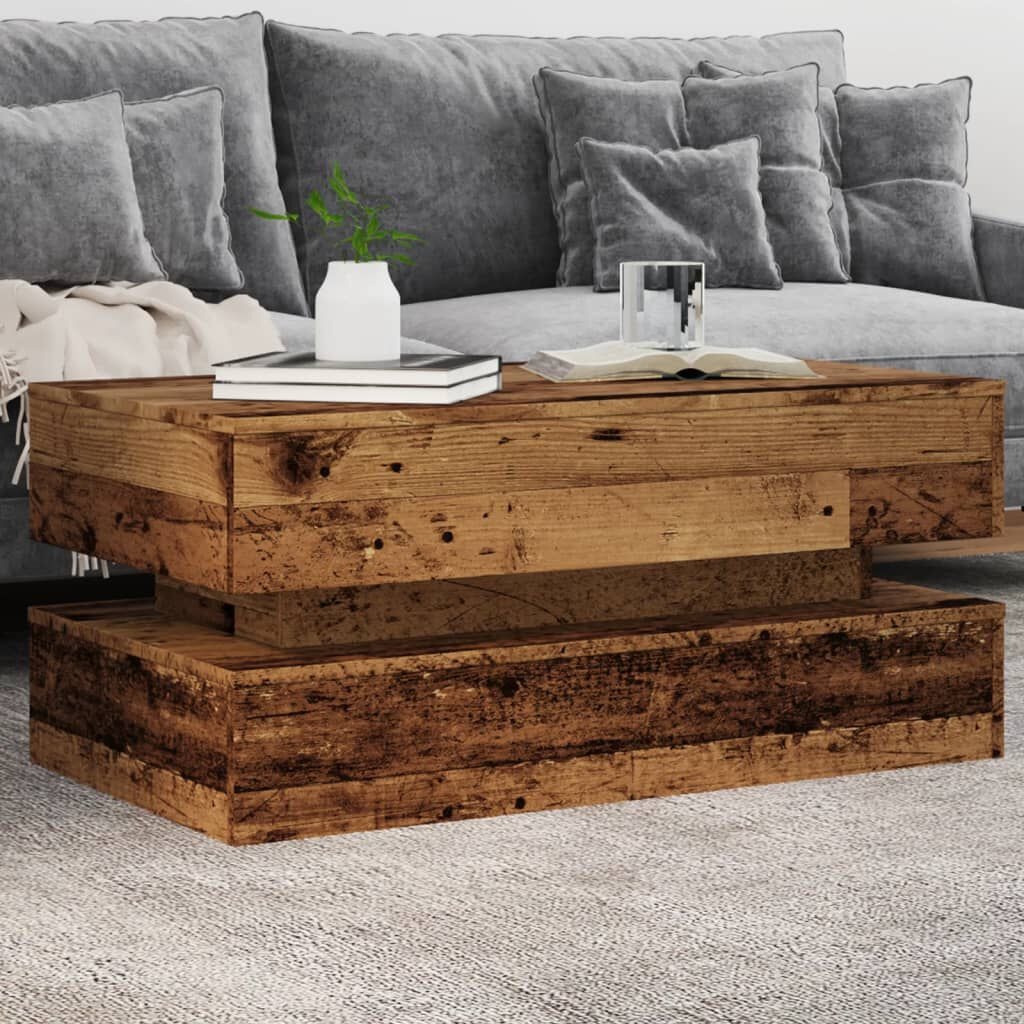 vidaXL Salontafel met LED: 90x50x40cm Oud Hout - 47% Korting!