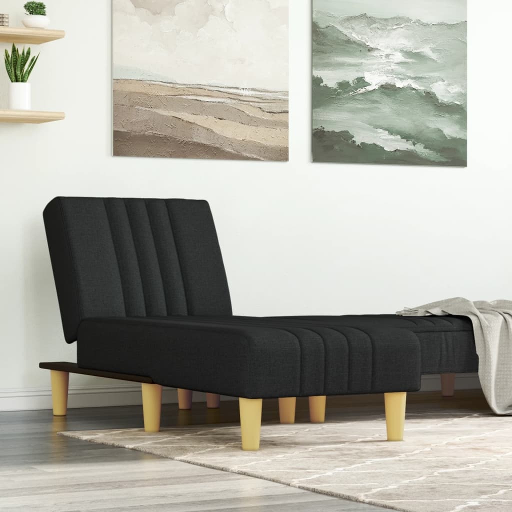 vidaXL Chaise Longue Zwart - 30% Korting