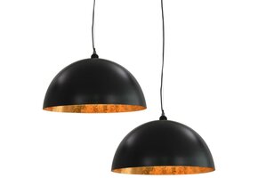 vidaXL Plafondlampen 2 st. halfrond E27 50cm Zwart/Goud - 47% Korting