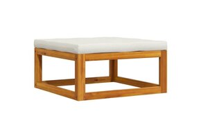 vidaXL Voetensteun Acaciahout - Crèmewit Kussen | 30% Korting