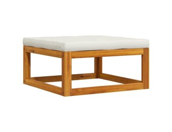 vidaXL Voetensteun Acaciahout - Crèmewit Kussen | 30% Korting