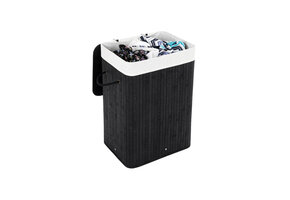 SONGMICS Bamboe Wasmand 72L - Opvouwbaar & Stijlvol Zwart - 42% Korting!