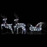 vidaXL Kerstdecoratie Rendieren & Slee: 60 LED's Zilver - 73% Korting!