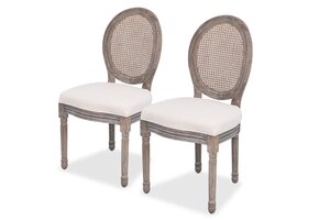 vidaXL Eetkamerstoelen 2 st. Crème Linnen - Nu 57% Korting!