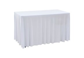 vidaXL Tafelhoezen Stretch met Rok (2 stuks) - Wit - 35% Korting