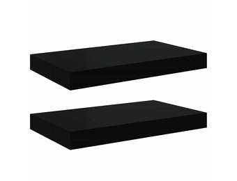 vidaXL Zwevende Wandschappen (2 st.) - 79% Korting - Zwart MDF