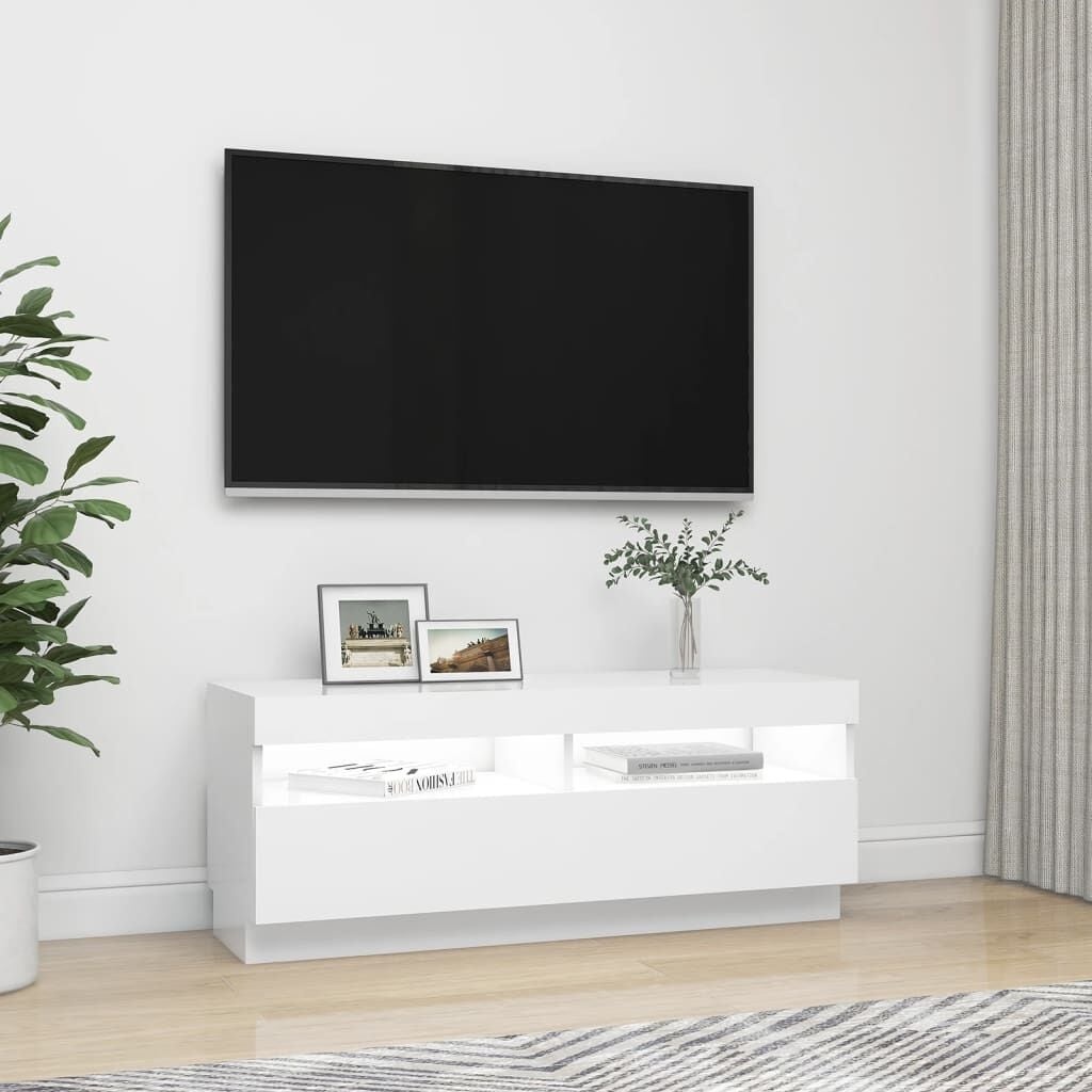 vidaXL TV-meubel Wit met LED - 100x35x40cm - 62% Korting!