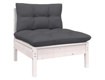 vidaXL Tuinmiddenbank Grenenhout Wit - 49% Korting