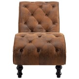vidaXL Chaise longue kunstsuède bruin