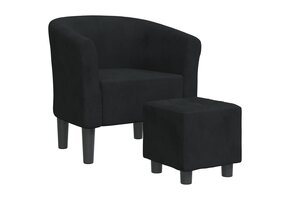 vidaXL Kuipstoel met Voetenbank - Fluweel Zwart | -53%