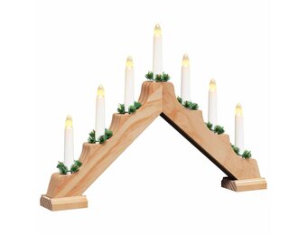 vidaXL Kerst Kaars Brug Bruin 39.5 x 5 x 29 cm Massief grenenhout