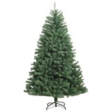 vidaXL Kunstkerstboom met scharnieren en standaard 210 cm groen