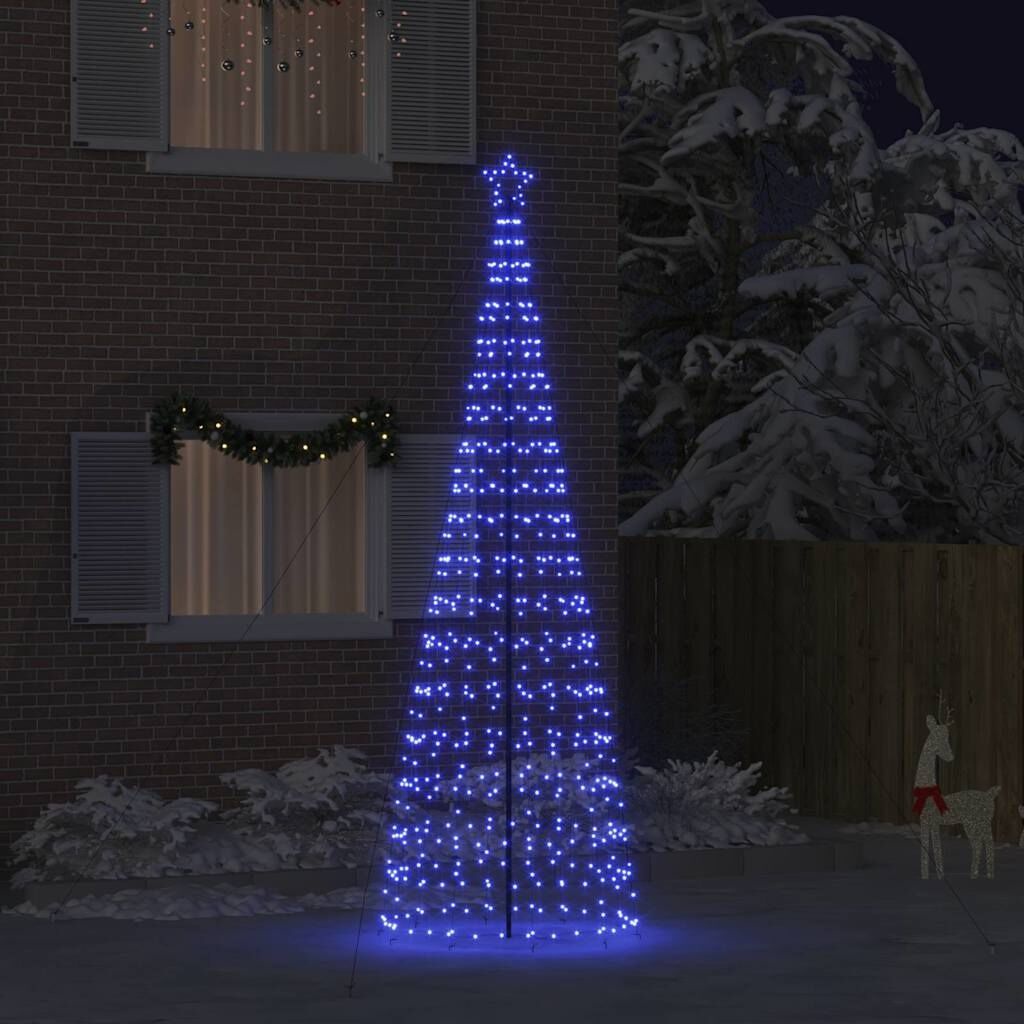 vidaXL LED Kerstboom met 800 LED met grondpennen Blauw 400 cm IJzer