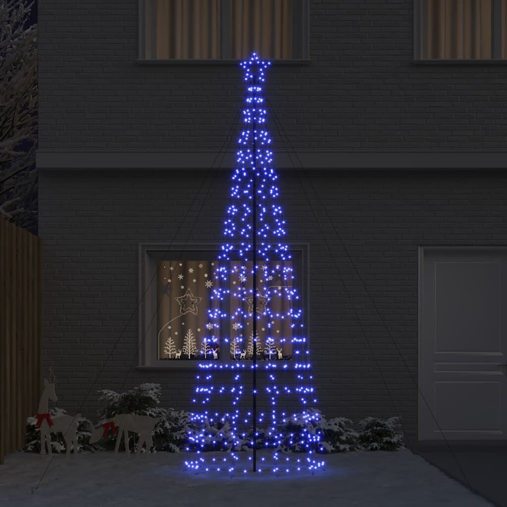 vidaXL LED Kerstboom met 800 LED met grondpennen Blauw 400 cm IJzer