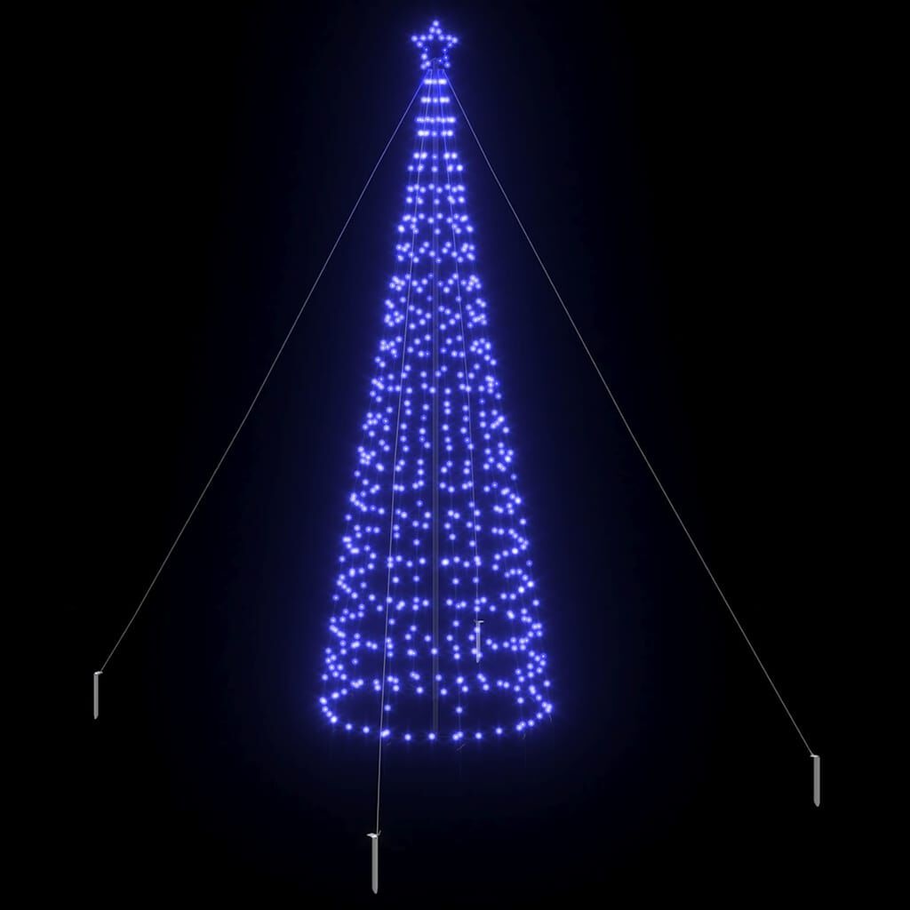 vidaXL LED Kerstboom met 800 LED met grondpennen Blauw 400 cm IJzer