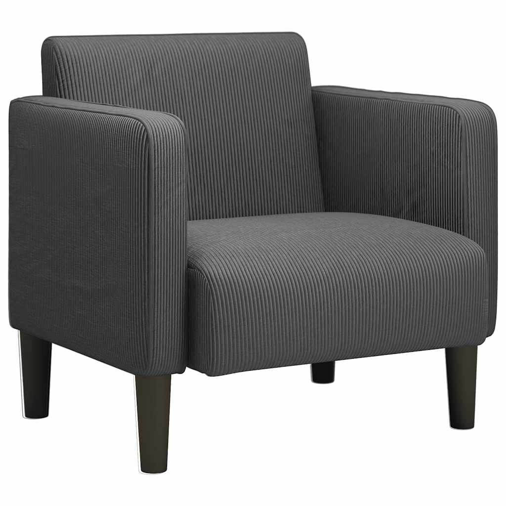 vidaXL Fauteuil met armleuningen 54 cm corduroy stof donkergrijs