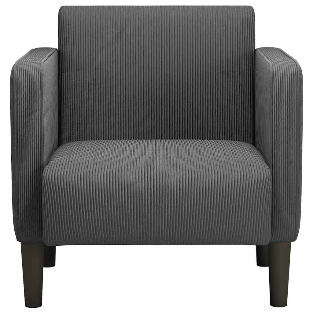vidaXL Fauteuil met armleuningen 54 cm corduroy stof donkergrijs