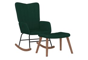 vidaXL Schommelstoel met voetenbank, Fluweel Donkergroen - 60% Korting!