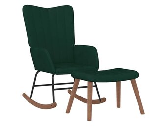 vidaXL Schommelstoel met voetenbank fluweel donkergroen