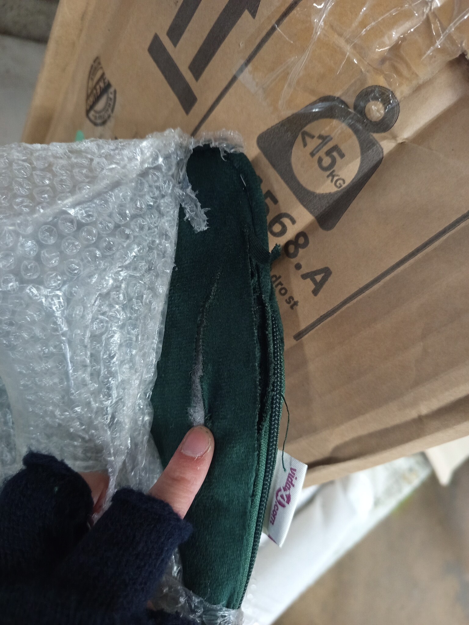 vidaXL Schommelstoel met voetenbank fluweel donkergroen