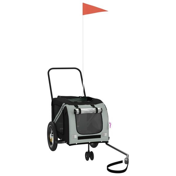 vidaXL Hondenfietstrailer Grijs/Zwart | Oxford Stof - 55% Korting!