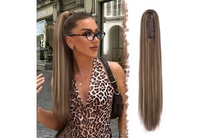 FESHFEN Paardenstaart Extension - 63cm Recht Honingblond/Bruin (49% Korting)