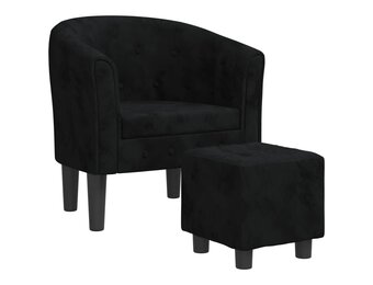 vidaXL Kuipstoel met voetenbank, Fluweel Zwart - 67% Korting