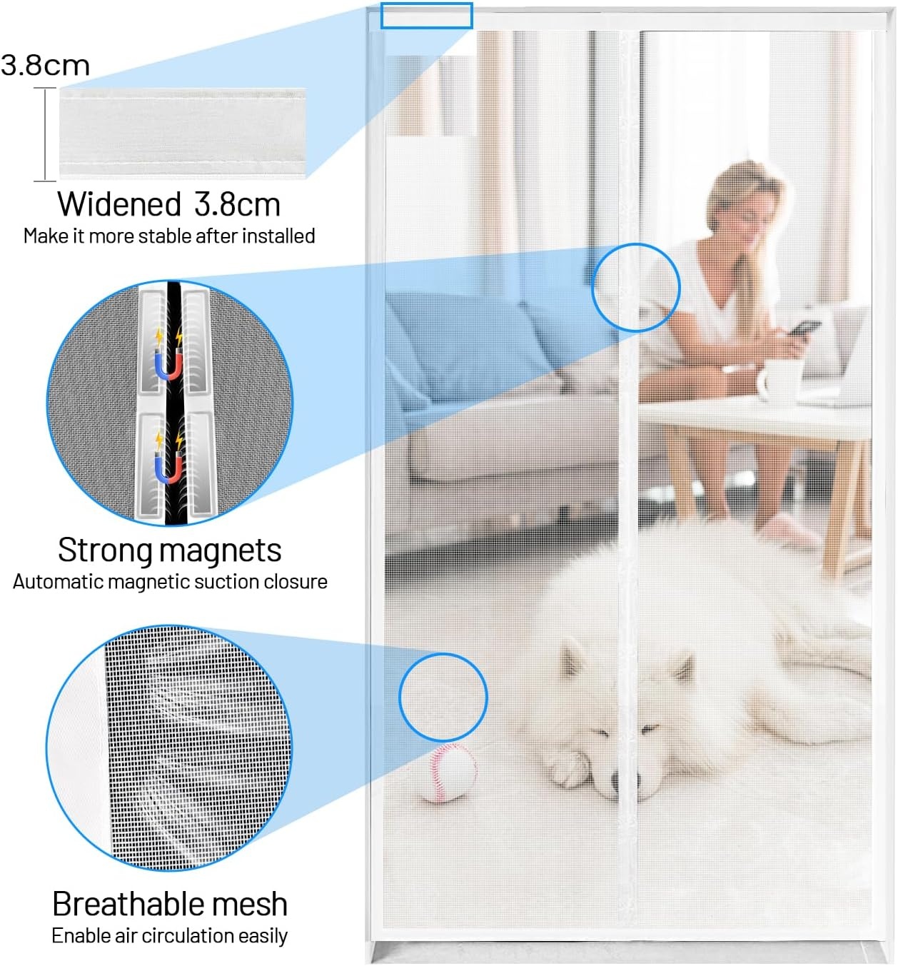 49% KORTING: Magnetische Balkondeur Hor - 90x220cm, Zonder Boren, Sterke Magneet