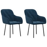 vidaXL Eetkamerstoelen 2 st Fluweel Blauw - 35% Korting