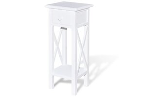 vidaXL Bijzettafeltje met Lade - Wit | 73% Korting