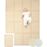 Stylish Baby Play Mat 1.7x1.2m, Sand - 16 XL Foam Play Mat Tiles Hygge Design - Thick Puzzle Mat for Baby Crawling, Soft Play, Playpen - Non-Toxic, Odourless, Easy-care, Washable Foam Mats for Kids