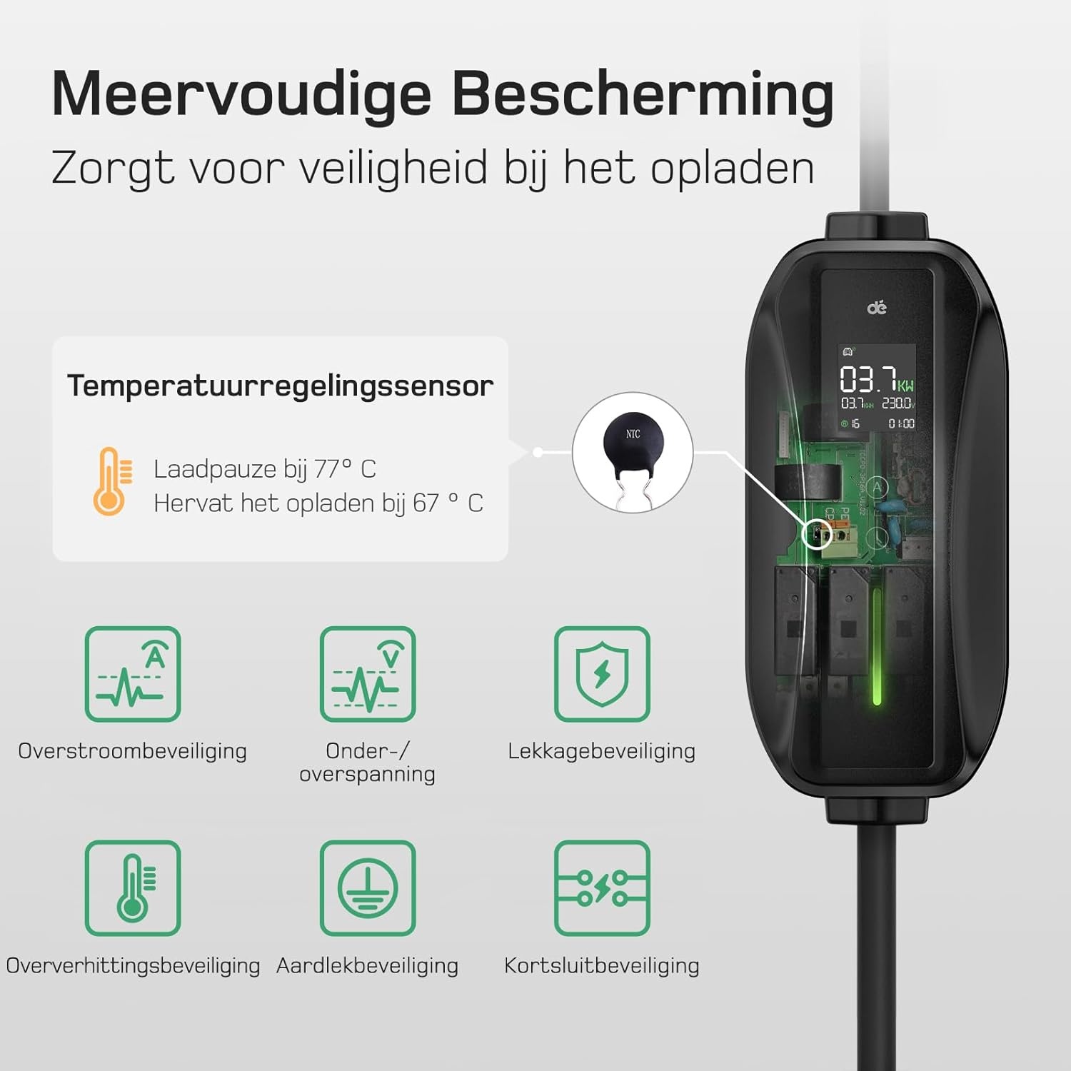 Type 2 Laadkabel Schuko 3,68kW (15m) - 30% Korting!