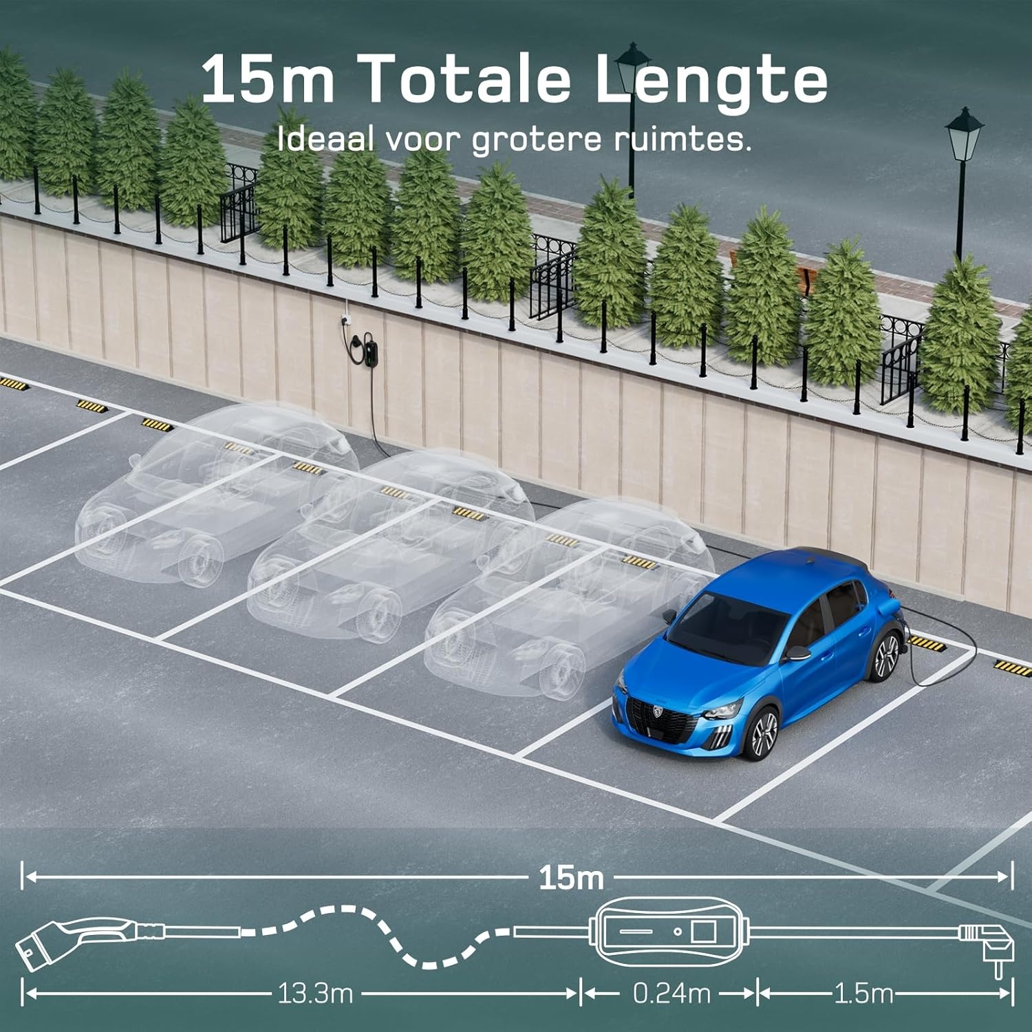 Type 2 Laadkabel Schuko 3,68kW (15m) - 30% Korting!