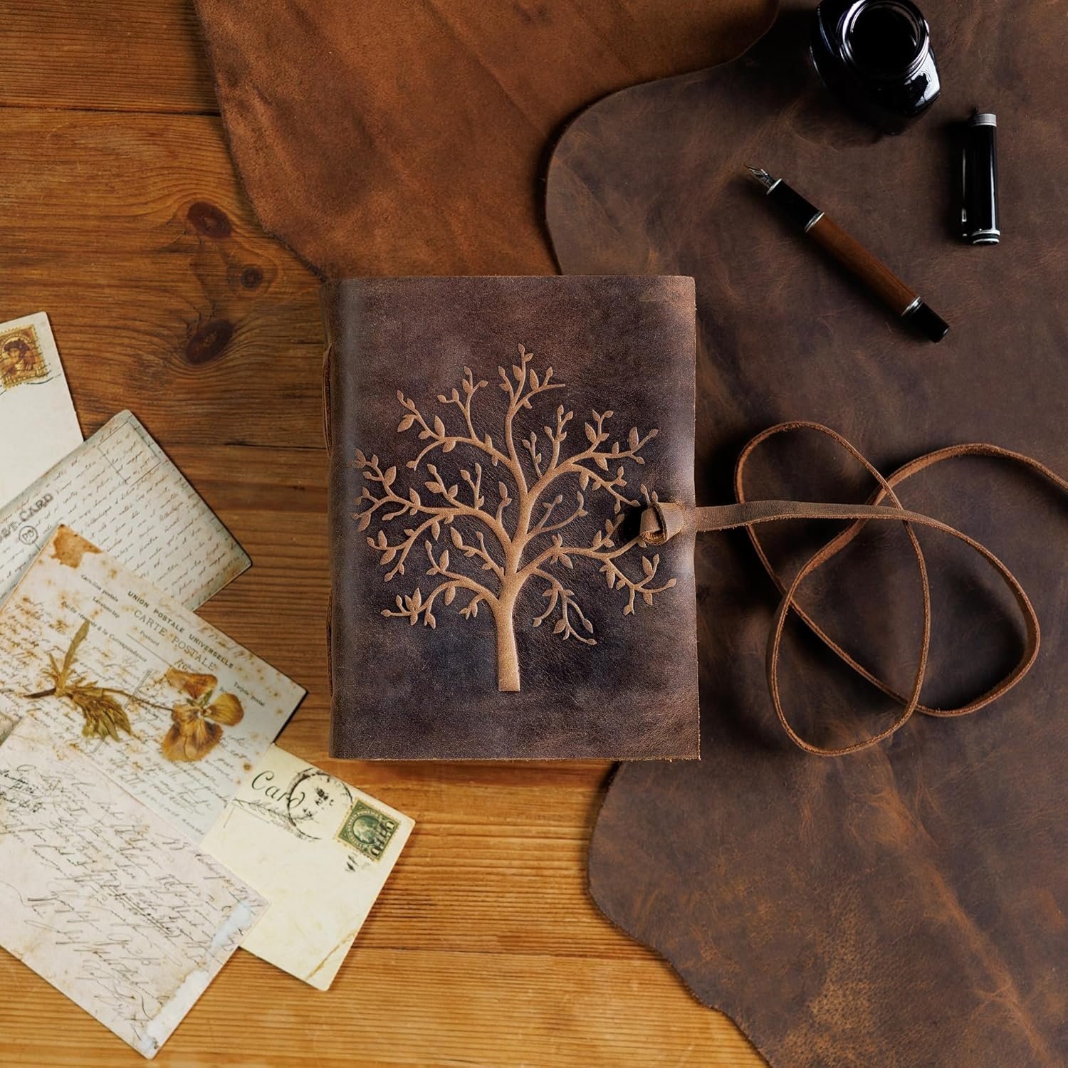 Leren Notitieboek 'Tree of Life' DIN A5 - 30% Korting!