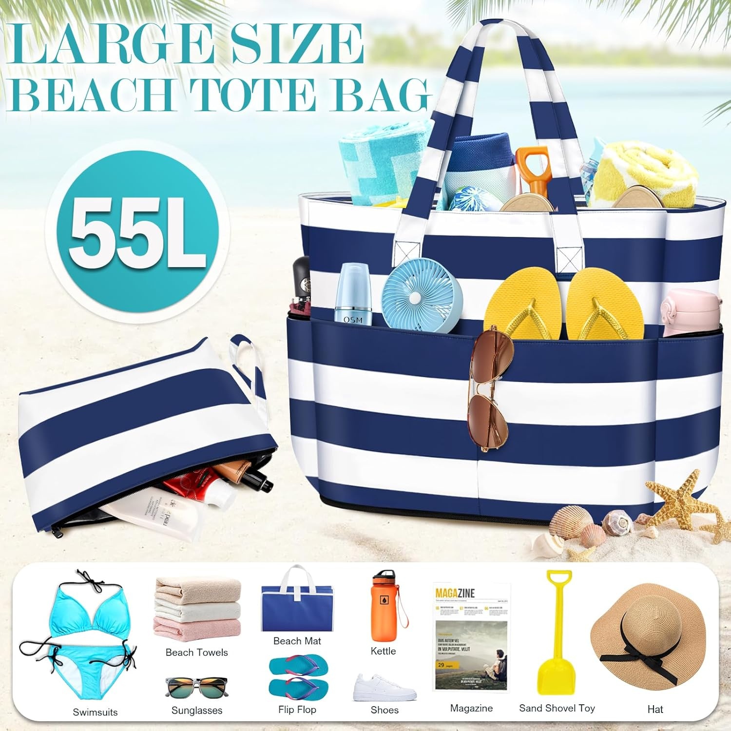 Grote Strandtas 55L - Waterdicht & Sandproof - 35% Korting!