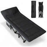 Campingbed Inklapbaar - Aluminium Zwart - 30% Korting