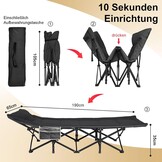 Campingbed Inklapbaar - Aluminium Zwart - 30% Korting