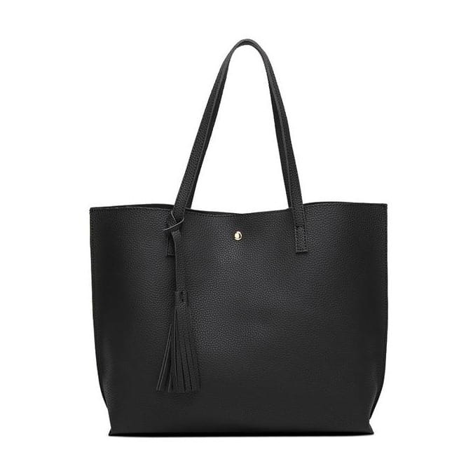 Zwarte Dames Schoudertas | Ecologisch Leer | -40%