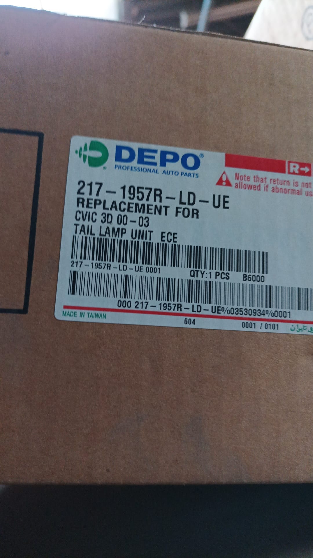 Achterlicht Rechts Honda Civic VII 2000-2006 - 40% Korting!