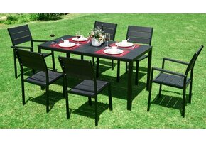 Geretourneerde Tuintafel 156x78 cm - Kunststof Houtlook Zwart - 40% Korting!