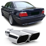 Zilveren RVS Uitlaatsierstuk Dubbel - 40% Korting