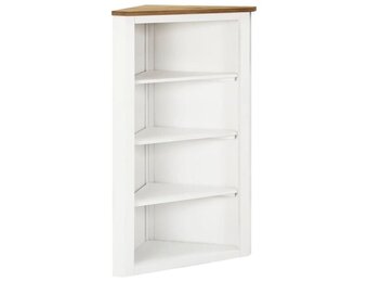 vidaXL Hoekkast - Massief Eikenhout & Wit - 59x36x100 cm - 76% Korting!