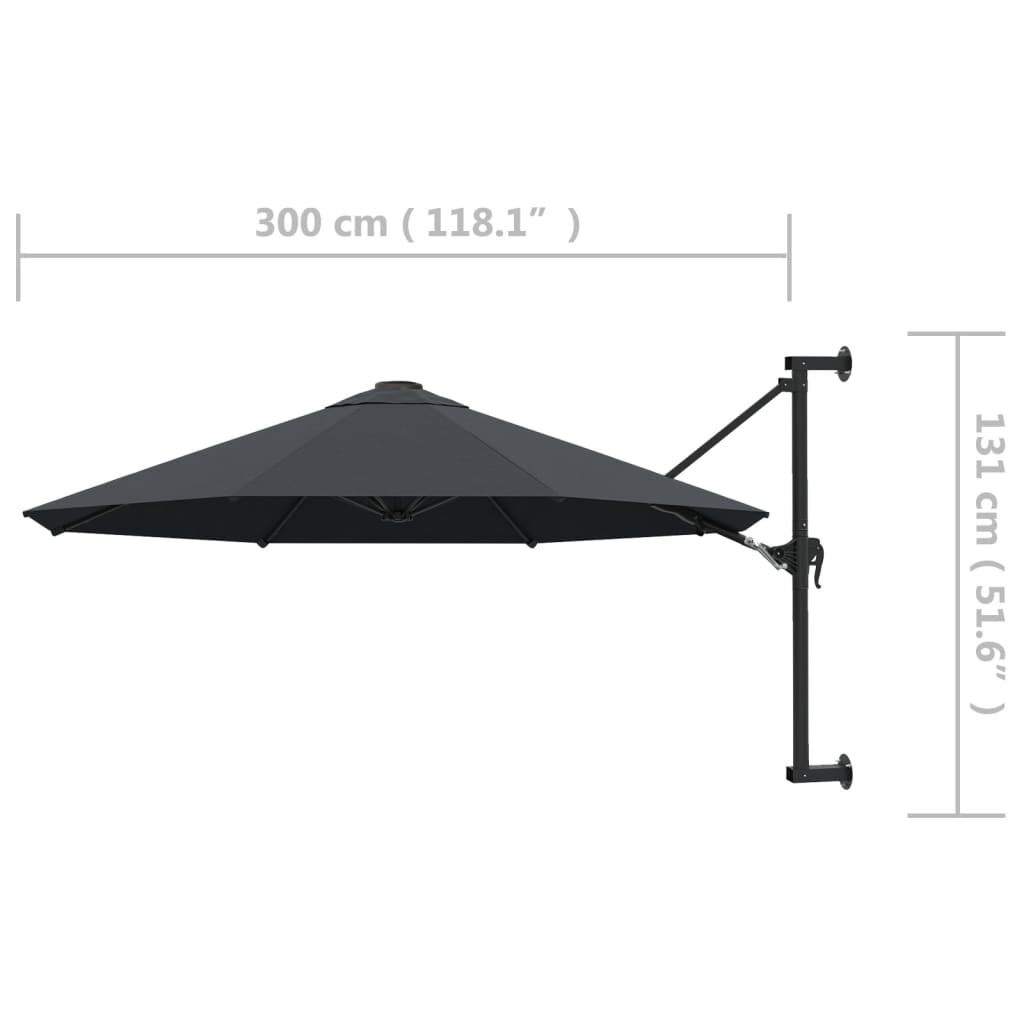 vidaXL Wandparasol Antraciet 300 cm - 30% Korting!