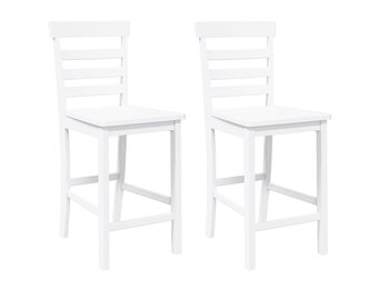 vidaXL Barkrukken 2 st. massief rubberhout wit - 35% Korting