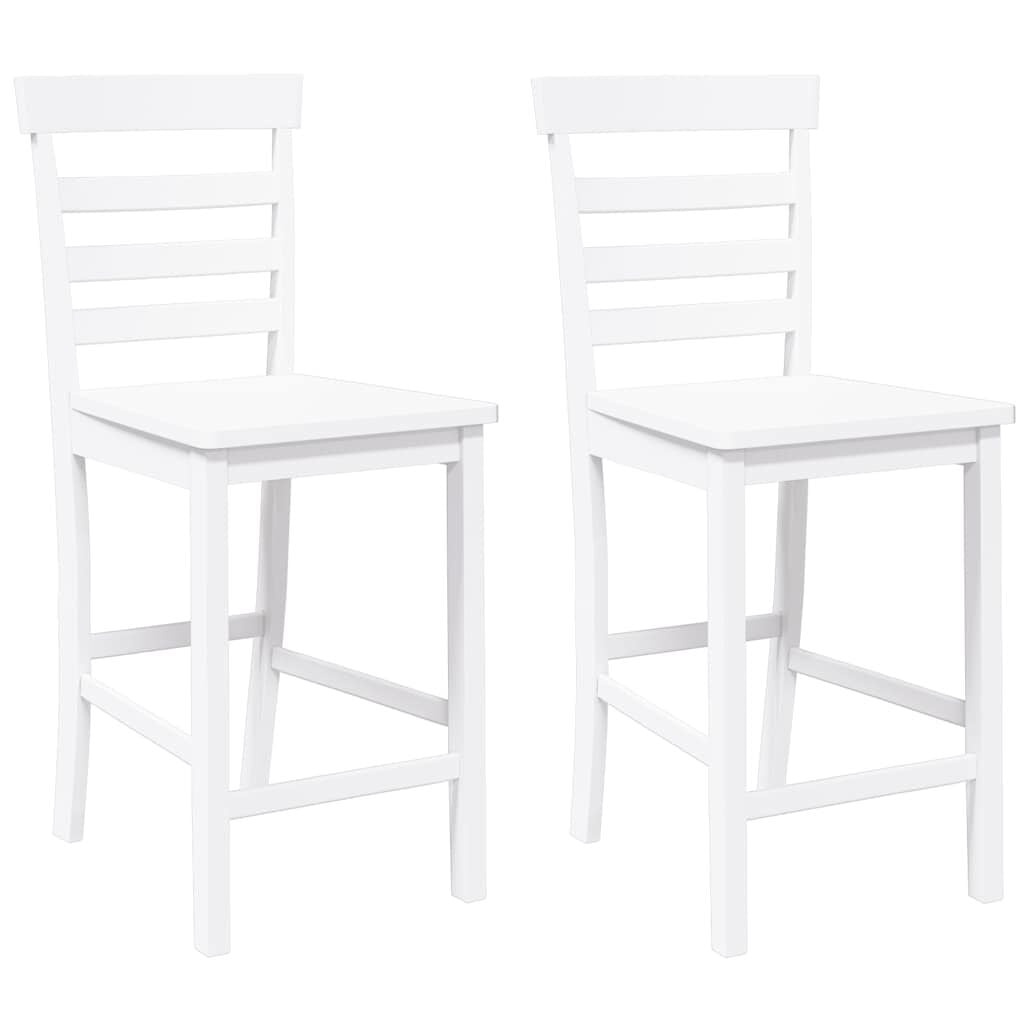 vidaXL Barkrukken 2 st. massief rubberhout wit - 35% Korting