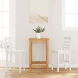 vidaXL Barkrukken 2 st. massief rubberhout wit - 35% Korting