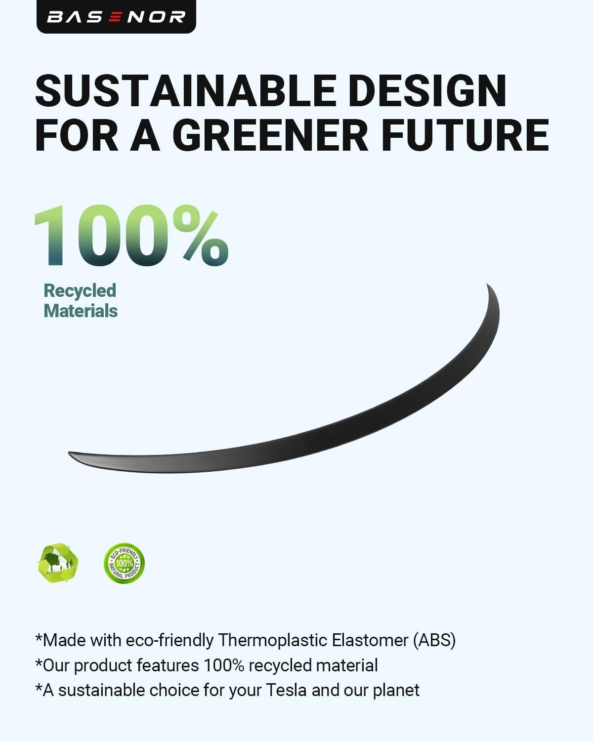 BASENOR Achterspoiler Tesla Model Y - Mat Zwart - 30% Korting
