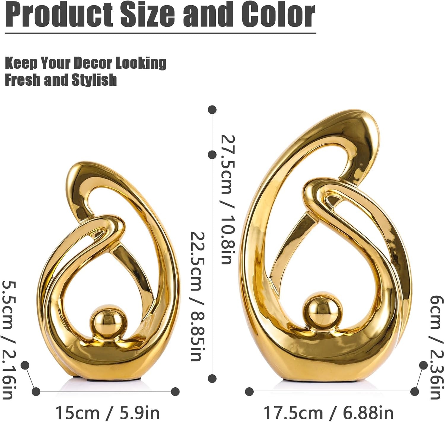 XMGZQ Gouden Decor Accent | Porselein Abstract Beeld | 30% Korting